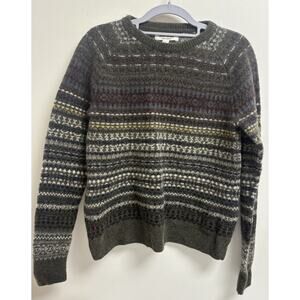 Goodthreads Men’s Sweater Medium 100% Lambswool Green Fair Isle READ